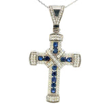 Cruz de Plata Azul y Cadena Plata