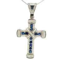 Cruz de Plata Azul y Cadena Plata